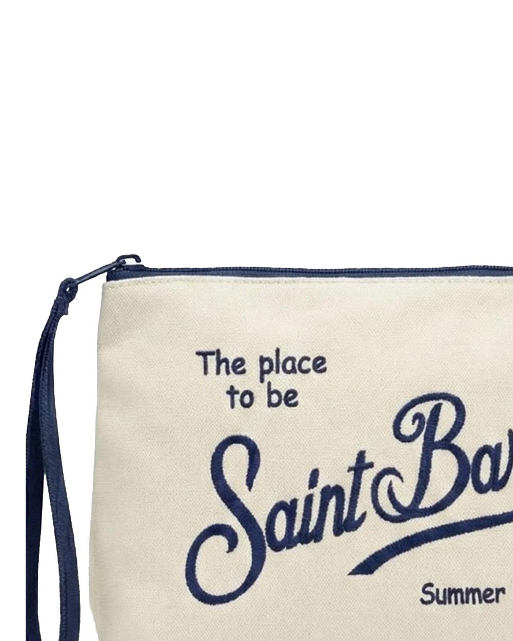 MC2 SAINT BARTH Pochette MC2 SAINT BARTH unisex Aline Canvas ALI004700196L Beige canvas zip logo<BR/> ALI004700196L 1161 
