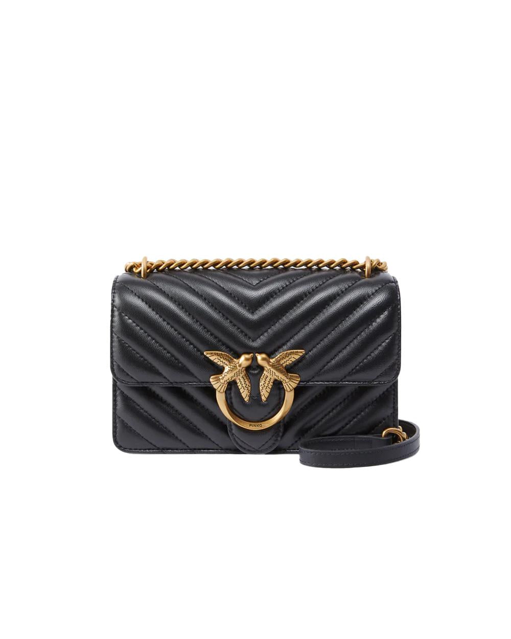 PINKO Borsa PINKO donna LOVE ONE MINI DC 100074A0GK Nera nappa trapuntata tracolla oro 100074A0GK Z99Q 