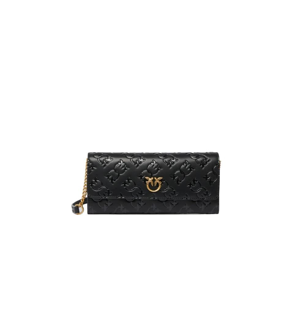 PINKO Portafoglio Pinko donna Love Tiny Birds Wallet 103765 A1YB Nero pelle tracolla imprimè 103765 A1YB Z99Q 