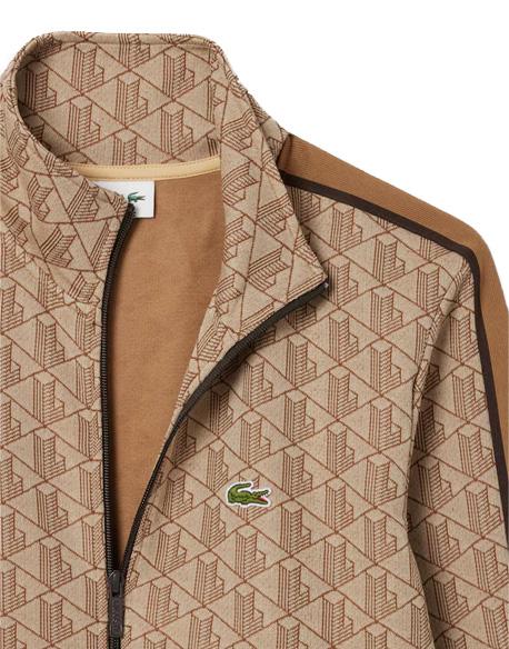 LACOSTE Felpa LACOSTE uomo SH1368 Beige monogramma regular fit tasche righe a contrasto SH1368 6IR 