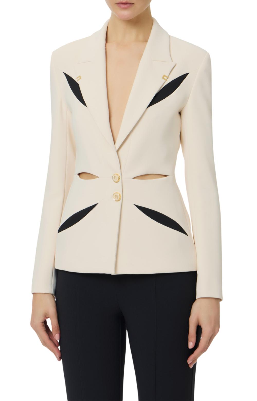 ELISABETTA FRANCHI Giacca Elisabetta Franchi donna GI19861E2E84 Burro Nero<BR/> GI19861E2 E84 