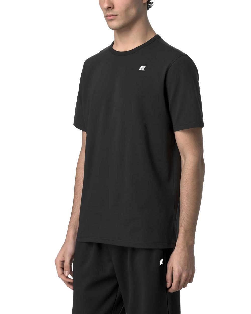 K-WAY T-shirt K-WAY uomo K71349W ADAME LIGHT STRETCH JERSEY Nera fitting slim logo cotone K71349W USY 