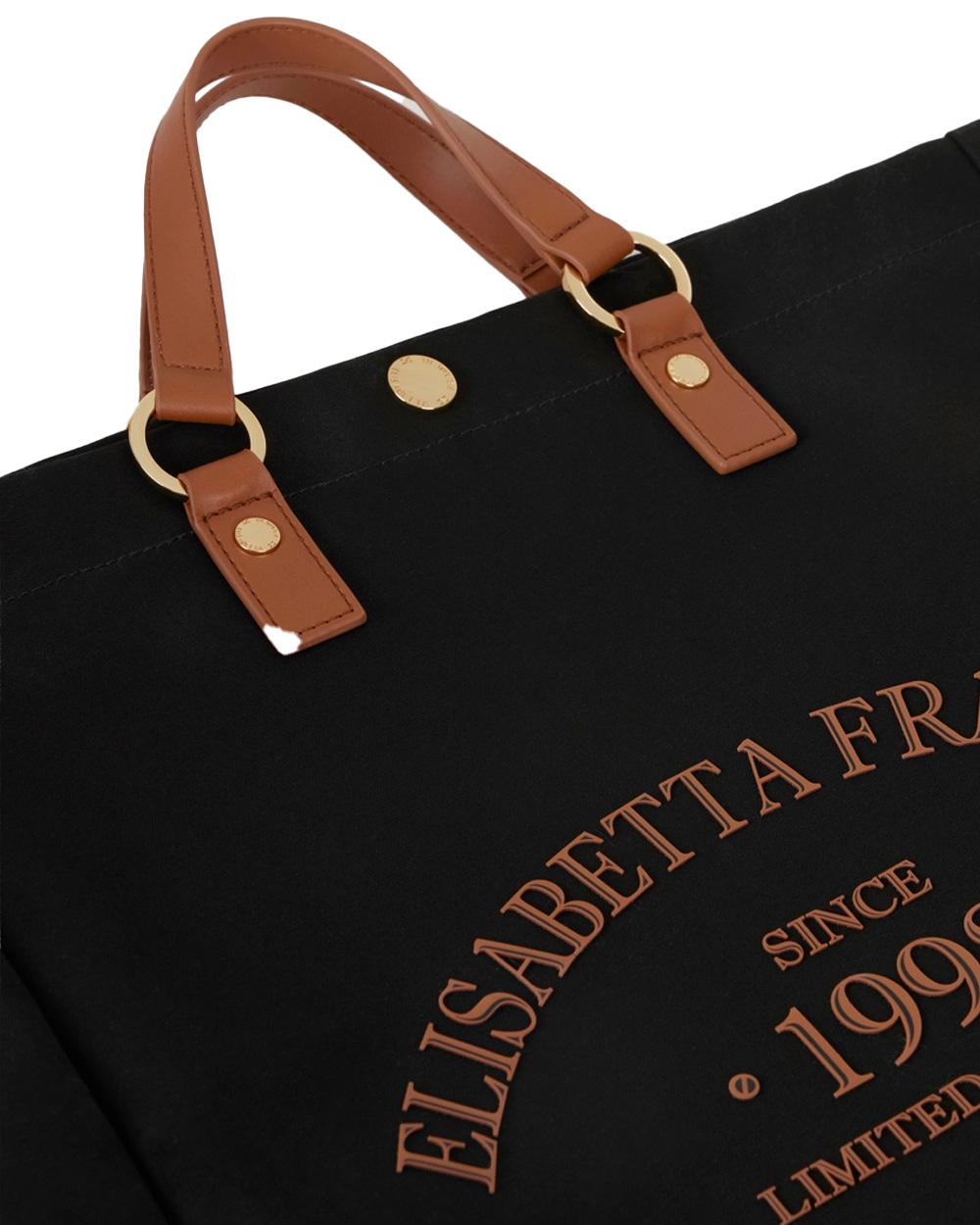 ELISABETTA FRANCHI Borsa ELISABETTA FRANCHI donna BS14A62E2 Nero canvas manici dettagli logo BS14A62E2 B58 