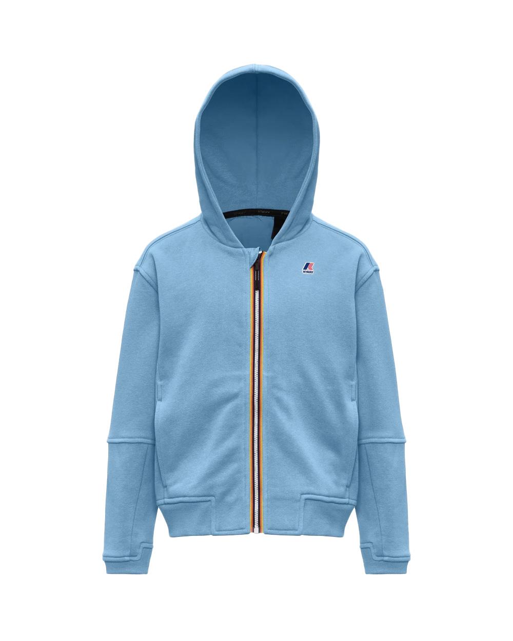 K-WAY Felpa K-WAY bambino K2142RWR P. PROS PC Celeste cappuccio zip tasche logo K2142RWR 356 