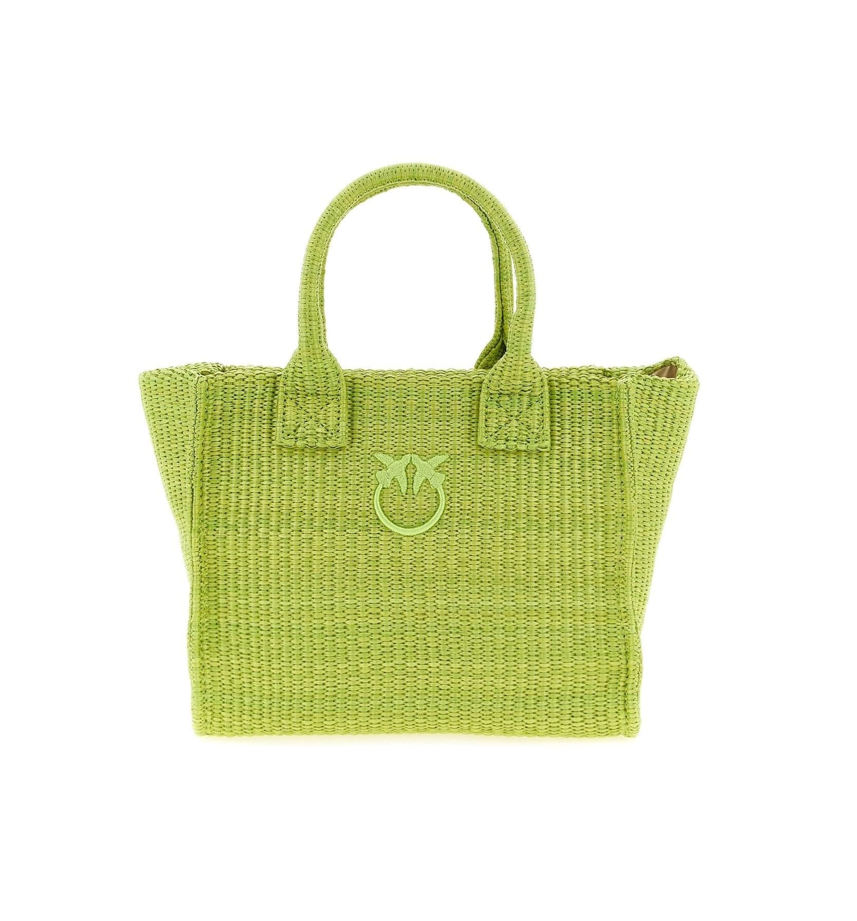 PINKO Borsa Pinko donna 106832A369Y VV0 Beach Shopper Mini Rafia Verde mela<BR/> 106832A369Y VV0 