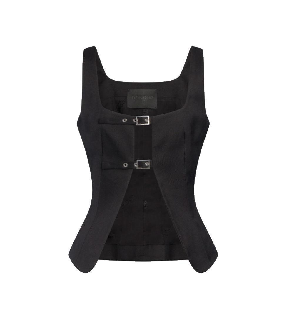 DONDUP Top Dondup donna DC479WS0117D nero slim in cover misto lana DC479WS0117D 999 