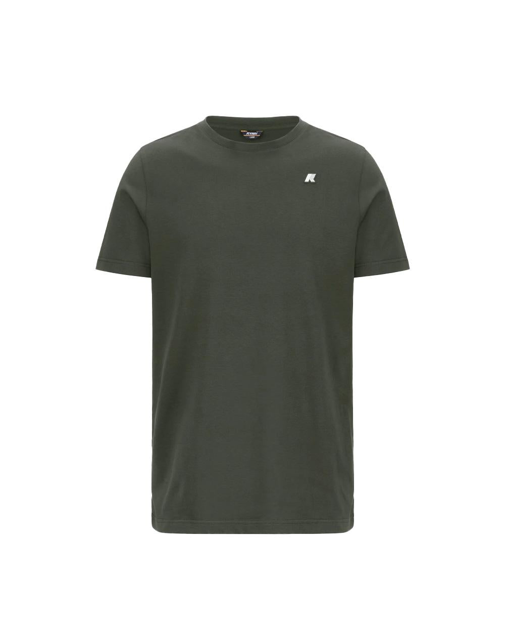 K-WAY T-shirt K-WAY uomo K3136RW Verde vestibilità regular fit girocollo silhouette clean logo discreto sul petto<BR/> K3136RW WMR 