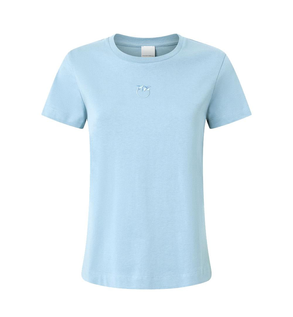 PINKO T-shirt Pinko donna 100355 A2HN celeste maniche corte logo ricamato<BR/> 100355 A2HN E63 