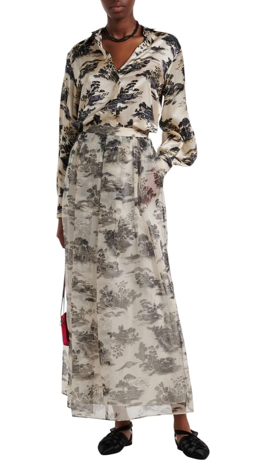 STUDIO Gonna Studio donna 2616101034600 002 Sabbia in organza di seta stampata Crema<BR/> 2616101034600 002 