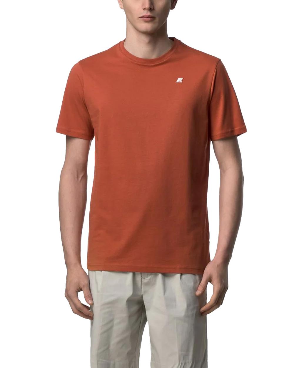 K-WAY T-shirt K-WAY uomo K7125UW ODOM JERSEY SLIM Arancio logo silicone maniche corte cotone K7125UW 896 
