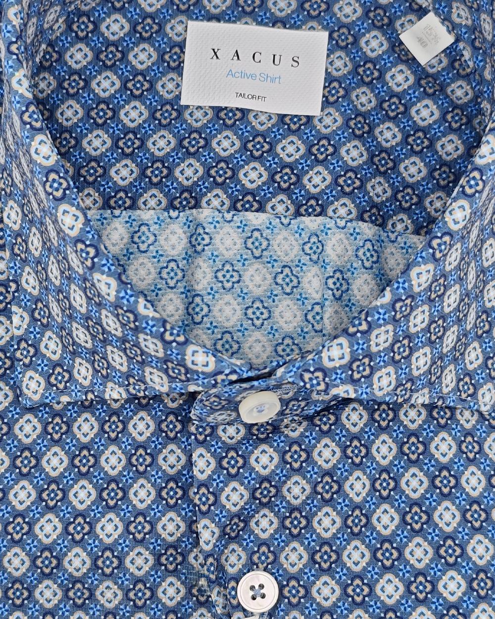 XACUS Camicia XACUS uomo ACT558ML21635 Fantasia micro pattern geometrico all over collo semi francese ACT558ML21635 003 