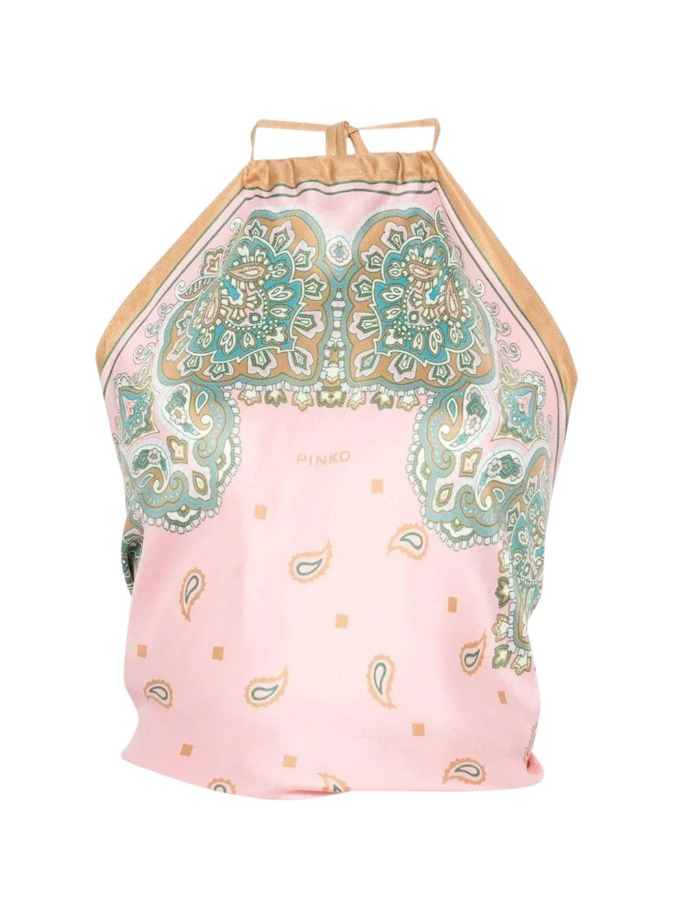 PINKO Top Pinko donna 106732A38G NL4 Beachwear Synchro Stampa Bandana Rosa 106732A38G NL4 