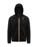 Men's K-WAY K1126HW PROSPER POLY COTTON Black sweatshirt cotton hood drawstring zip