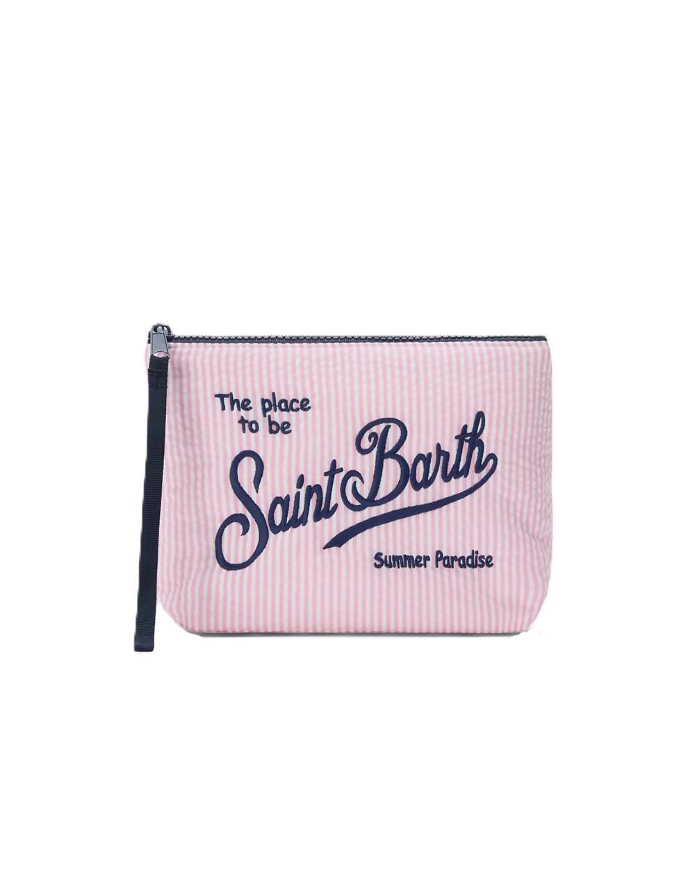 MC2 SAINT BARTH Pochette MC2 SAINT BARTH unisex Aline Seersucker ALI0004900376 Rosa righe logo zip laccetto ALI0004900376 21 