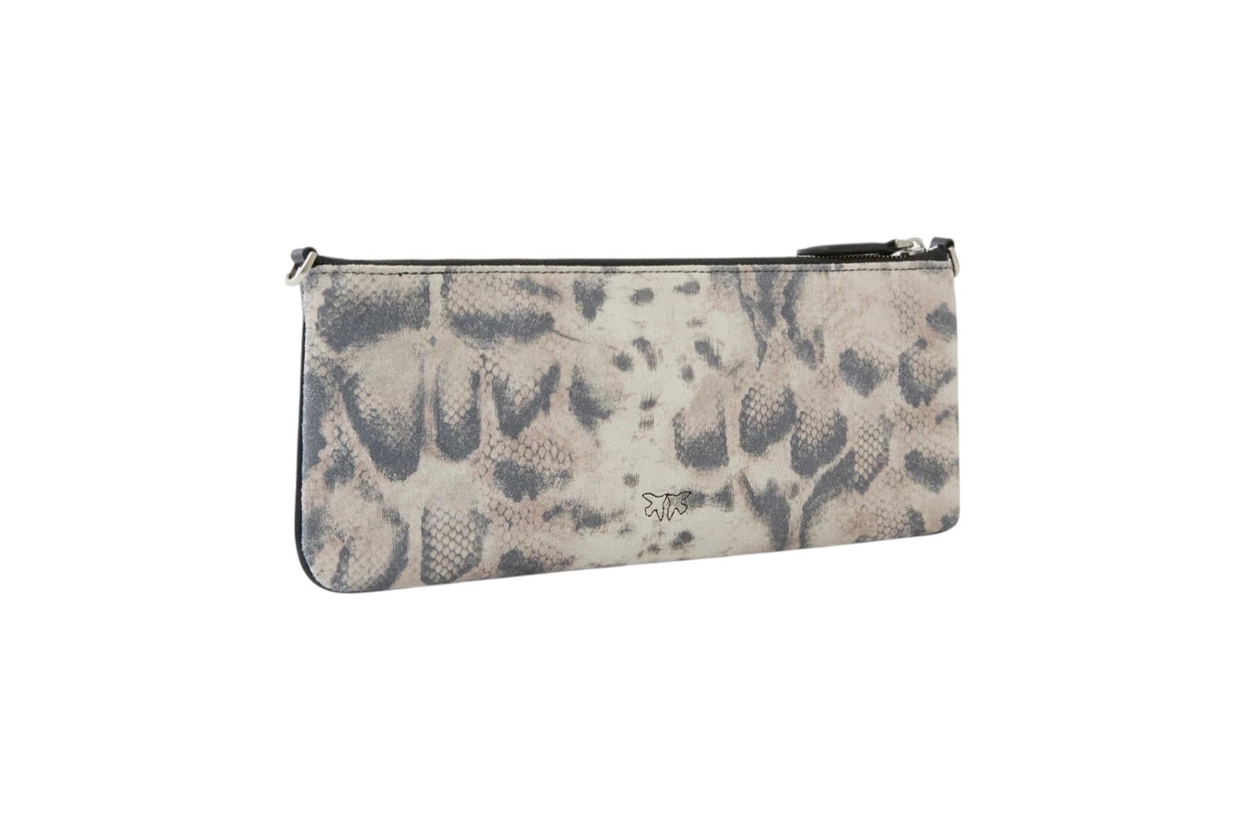 PINKO Pochette Pinko donna 107669A39V H8RQ New Horizontal Flat stampa pitone Avorio Nero<BR/> 107669A39V H8RQ 