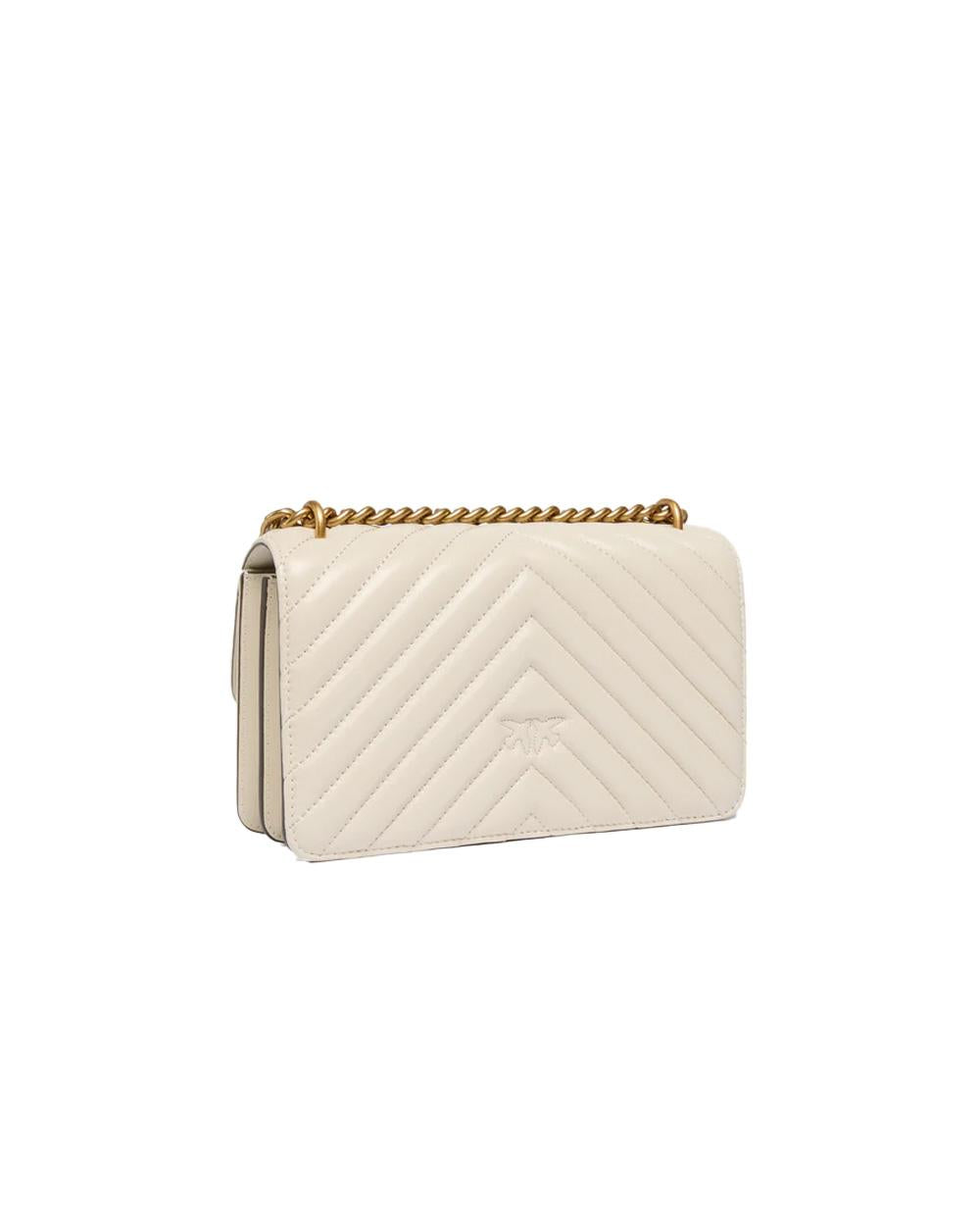 PINKO Borsa PINKO donna LOVE ONE MINI DC 100074A0GK Bianca nappa trapuntata fibbia tracolla oro 100074A0GK Z14Q 