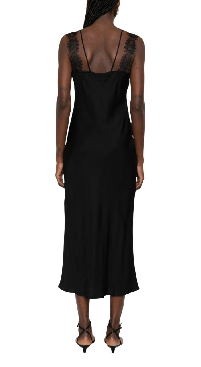 PINKO Abito Pinko donna 106624A385 Z99 Anise midi con pizzo Nero<BR/> 106624A385 Z99 