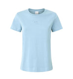 T-shirt Pinko donna 100355 A2HN celeste maniche corte logo ricamato