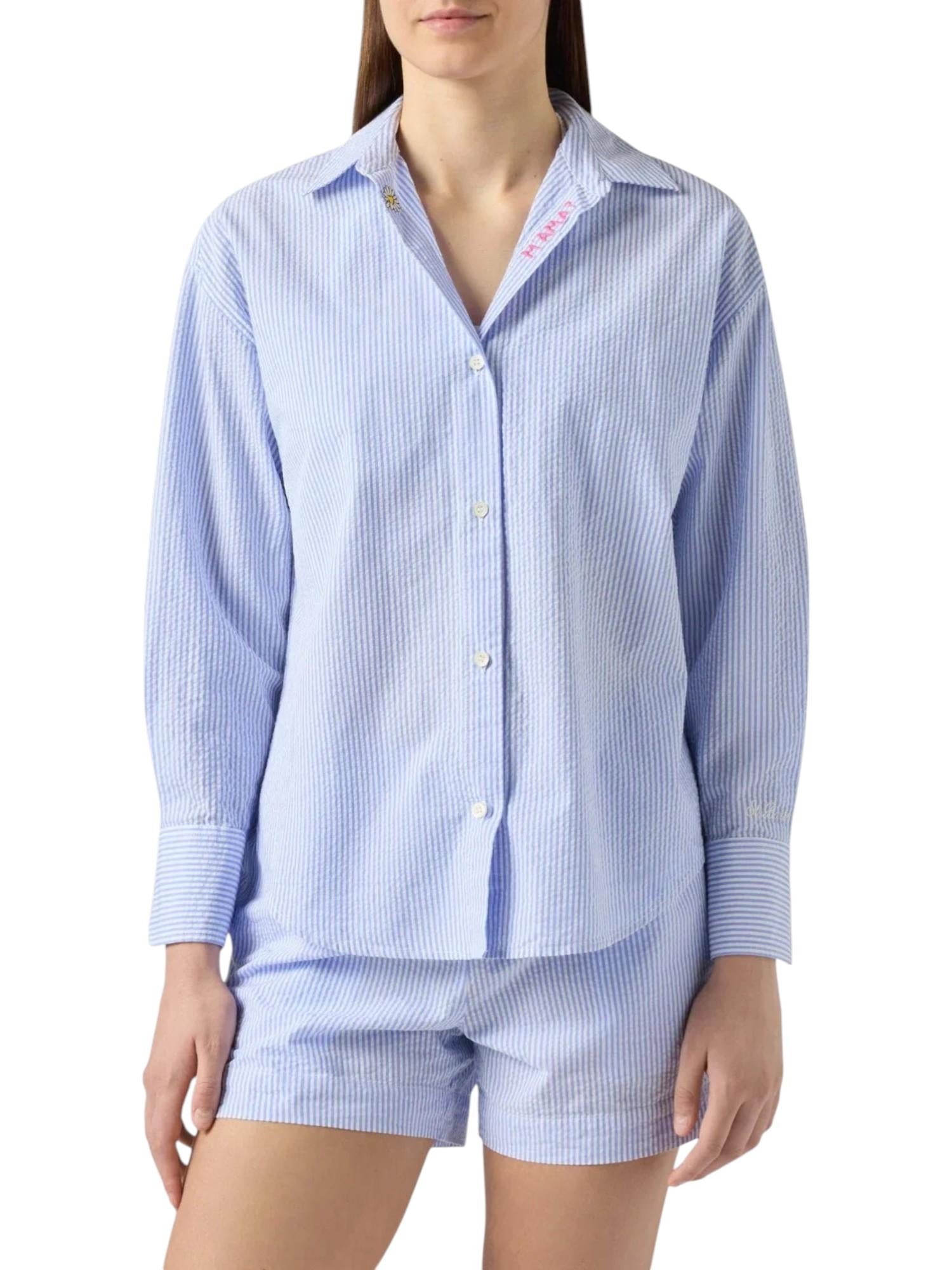 MC2 SAINT BARTH Camicia MC2 SAINT BARTH donna CYS0001 00702L 31 Crystal Seersucker Stripe a righe Azzurro	<BR/> CYS000100702L 31 