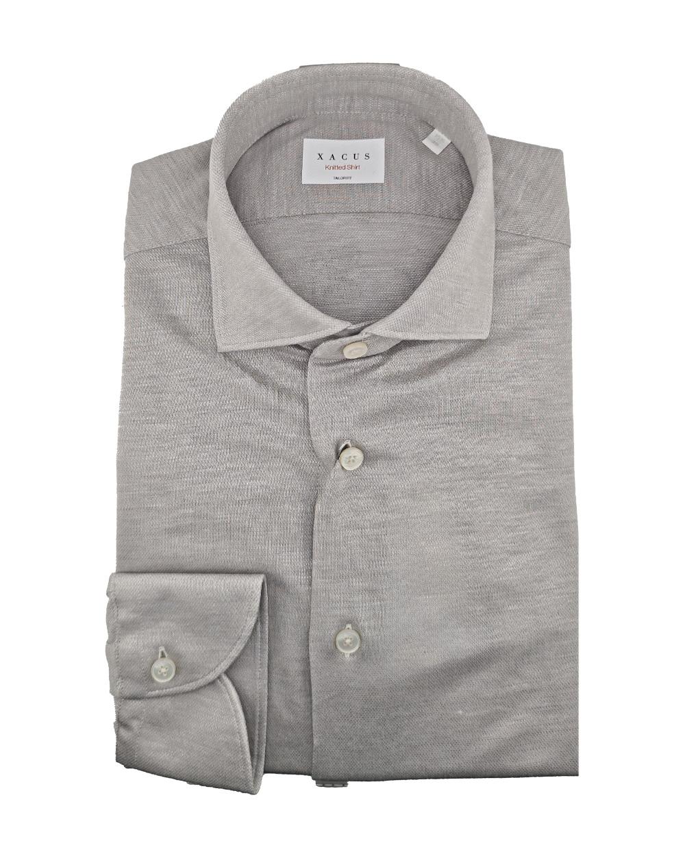 XACUS Camicia XACUS uomo J558ML21464 Beige trama operata slim fit collo francese bottoni J558ML21464 003 