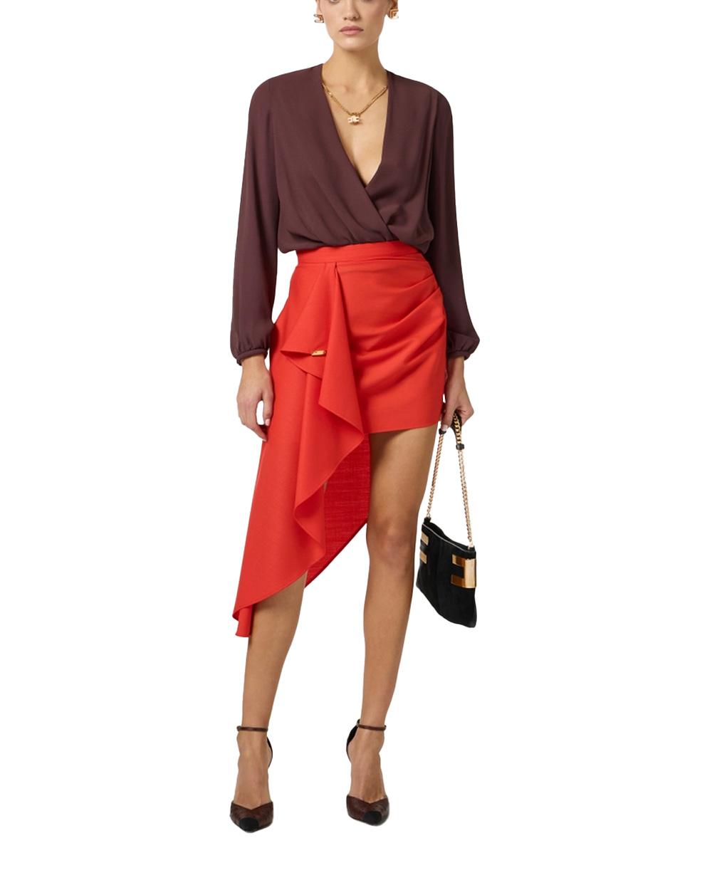 ELISABETTA FRANCHI Body ELISABETTA FRANCHI donna CB00762E2 Cacao regular scollo a v pieghe pinces CB00762E2 644 