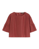 WEEKEND women's blouse BREAK 2615111152600 Cherry boxy taffeta crew neck straight hem
