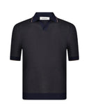 Polo GRAN SASSO uomo 5719120650 Blu lavorazione traforata bicolor regular fit
