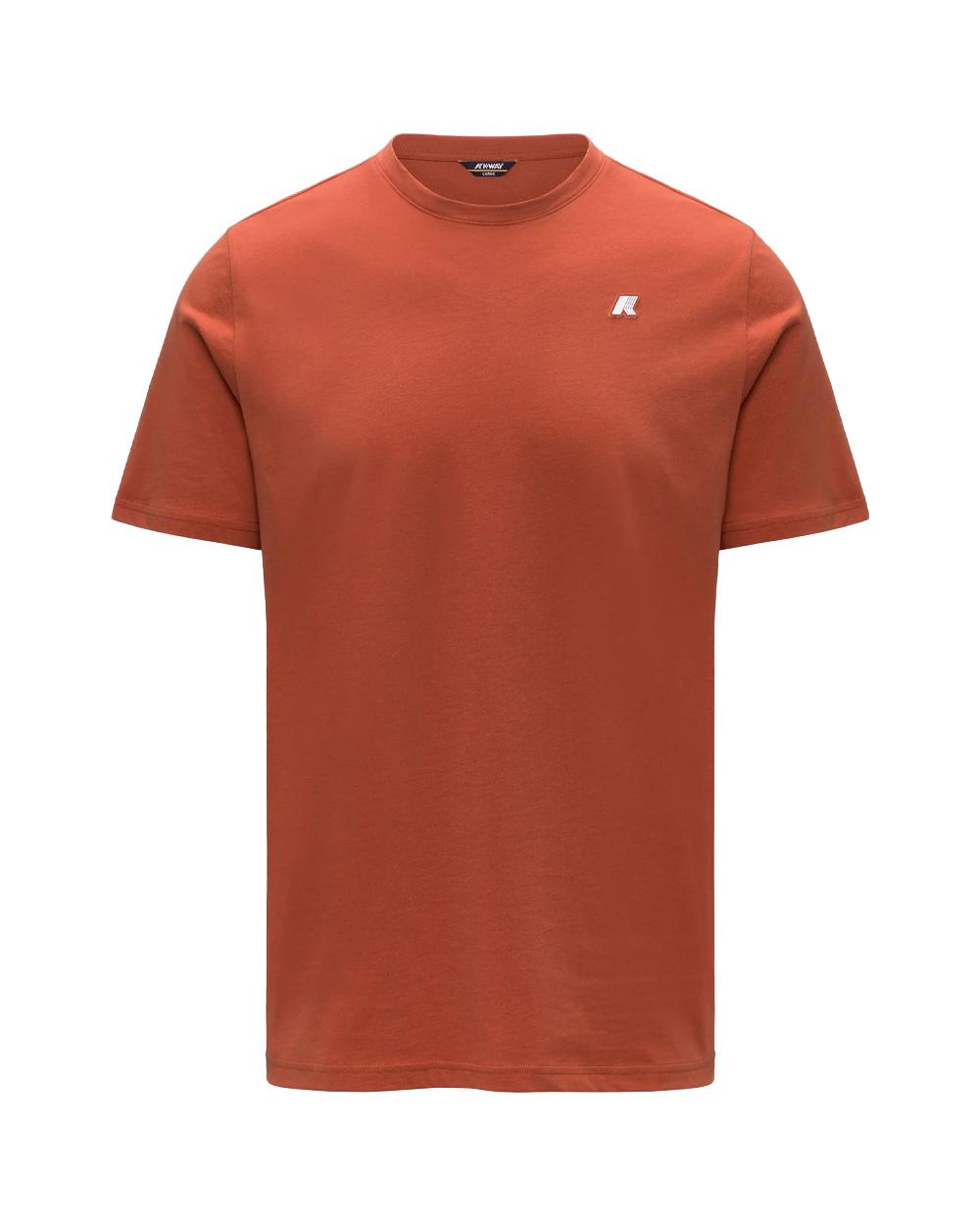 K-WAY T-shirt K-WAY uomo K7125UW ODOM JERSEY SLIM Arancio logo silicone maniche corte cotone K7125UW 896 