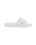 Ciabatte LACOSTE uomo Serve Slide Hybrid E03862 Bianche tinta unita dettaglio logo regular fit