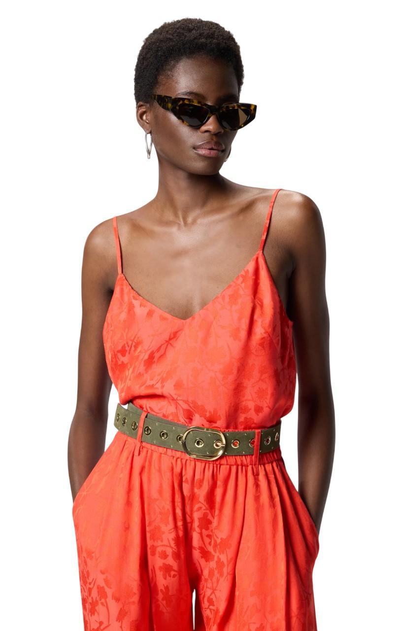 PINKO Top Pinko donna 106869A3AN A99 Alpago corto jacquard Rosso<BR/><BR/> 106869A3AN A99 