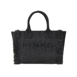 Borsa Pinko donna 106673A39YZ 99Q Shopper Beach Media Rafia Nero