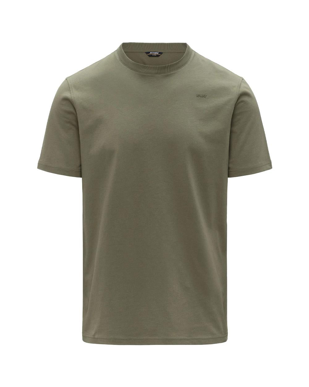 K-WAY T-shirt K-WAY uomo K81489W ODOM JERSEY MICRO LETTERING SLIM Verde jersey otone girocollo costine K81489W V15 