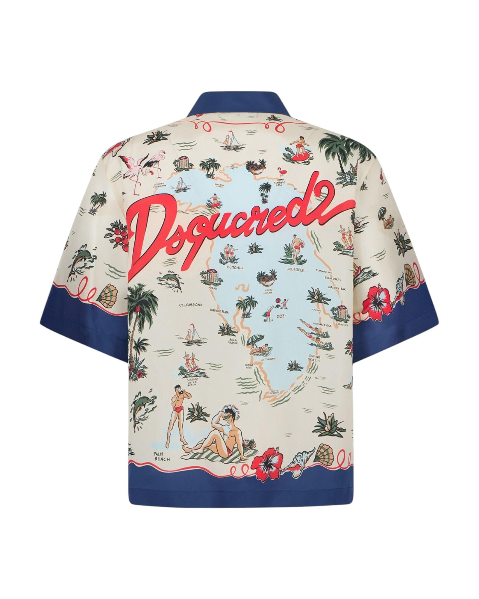 DSQUARED2 Camicia DSQUARED2 uomo S71DM0835D35476001S Aloha Souvenir Fantasia S71DM0835D35476 001S 
