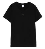 Pinko women's T-shirt 100355A2HN Black cotton straight hem round neck logo short sleeve
