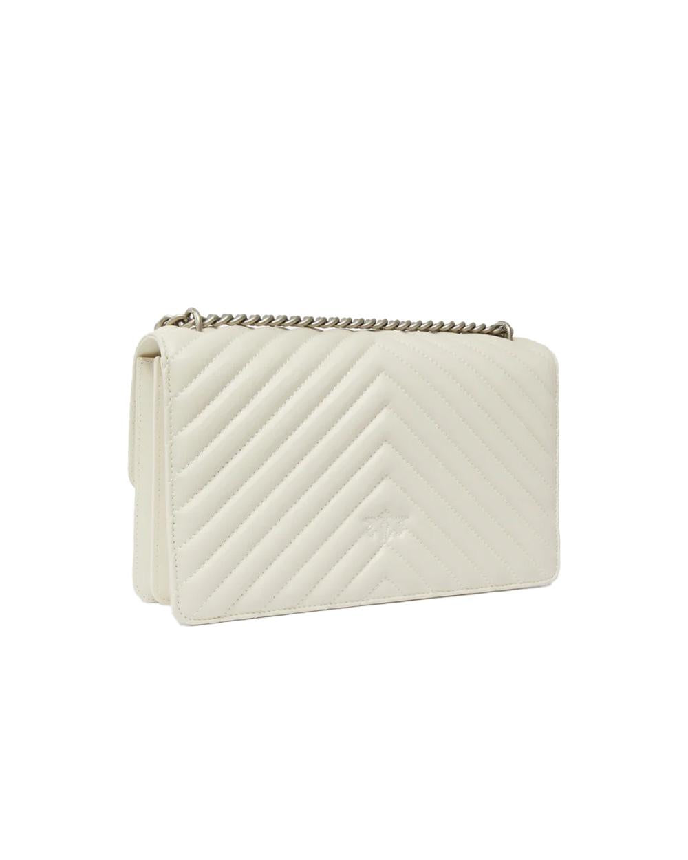 PINKO Borsa PINKO donna LOVE ONE CLASSIC DC 100941A0GK Bianca argento pelle tracolla nappa trapuntata 100941A0GK Z14O 