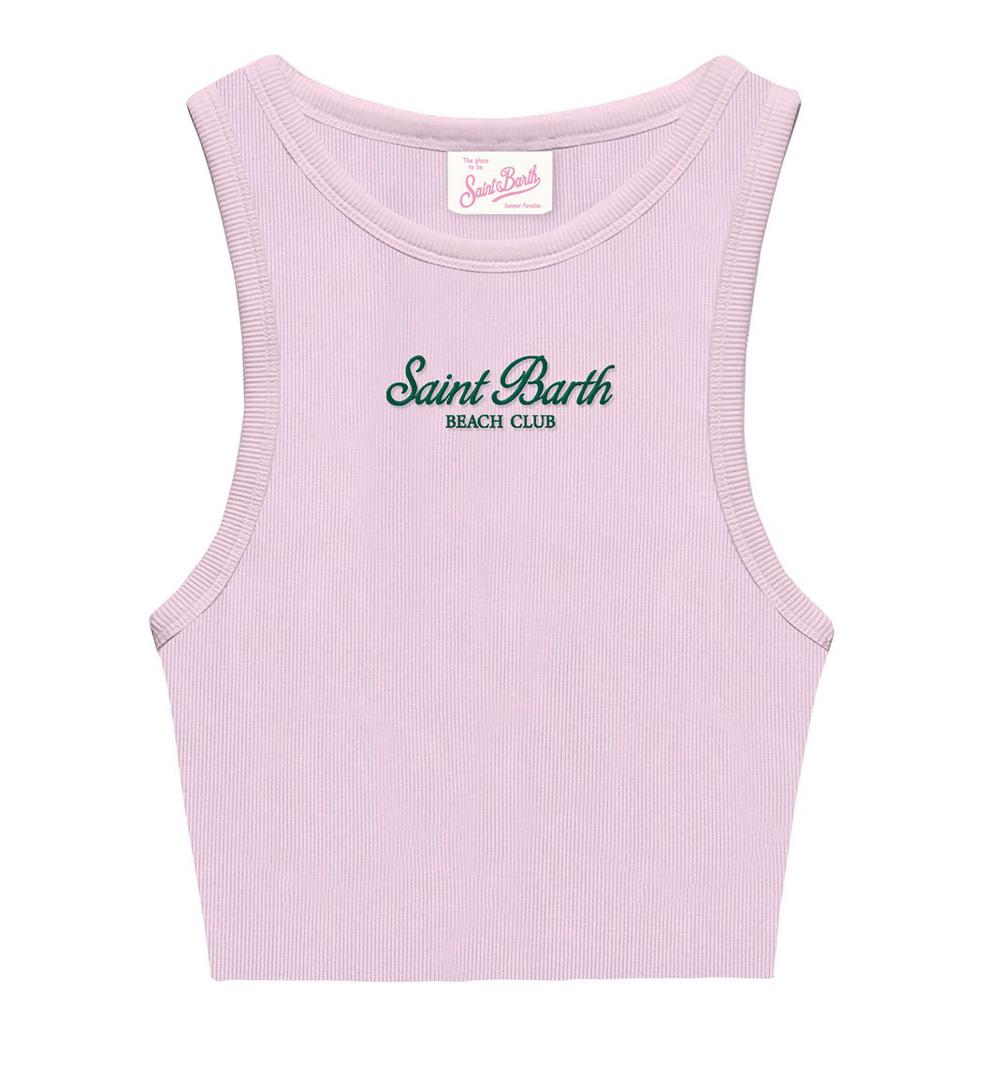 MC2 SAINT BARTH Canotta MC2 Saint Barth bambina BLUEJR03463H Rosa tinta unita girocollo logo BLUEJR03463H 20 