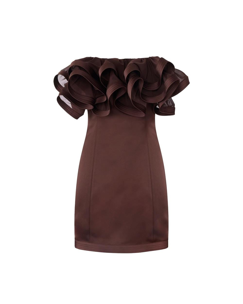 ELISABETTA FRANCHI Abito ELISABETTA FRANCHI donna AB87962E2 Cacao aderente maxi ruches tulle AB87962E2 644 