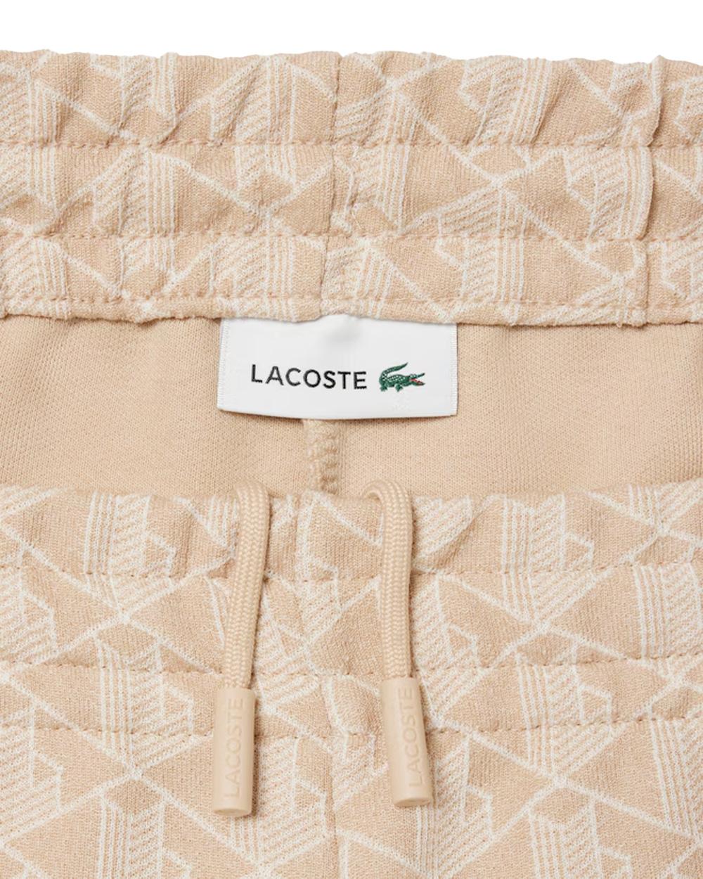 LACOSTE Pantalone LACOSTE donna XF9313 Beige cotone svasato monogramma jacquard all over coccodrillo<BR/> XF9313 8GI 