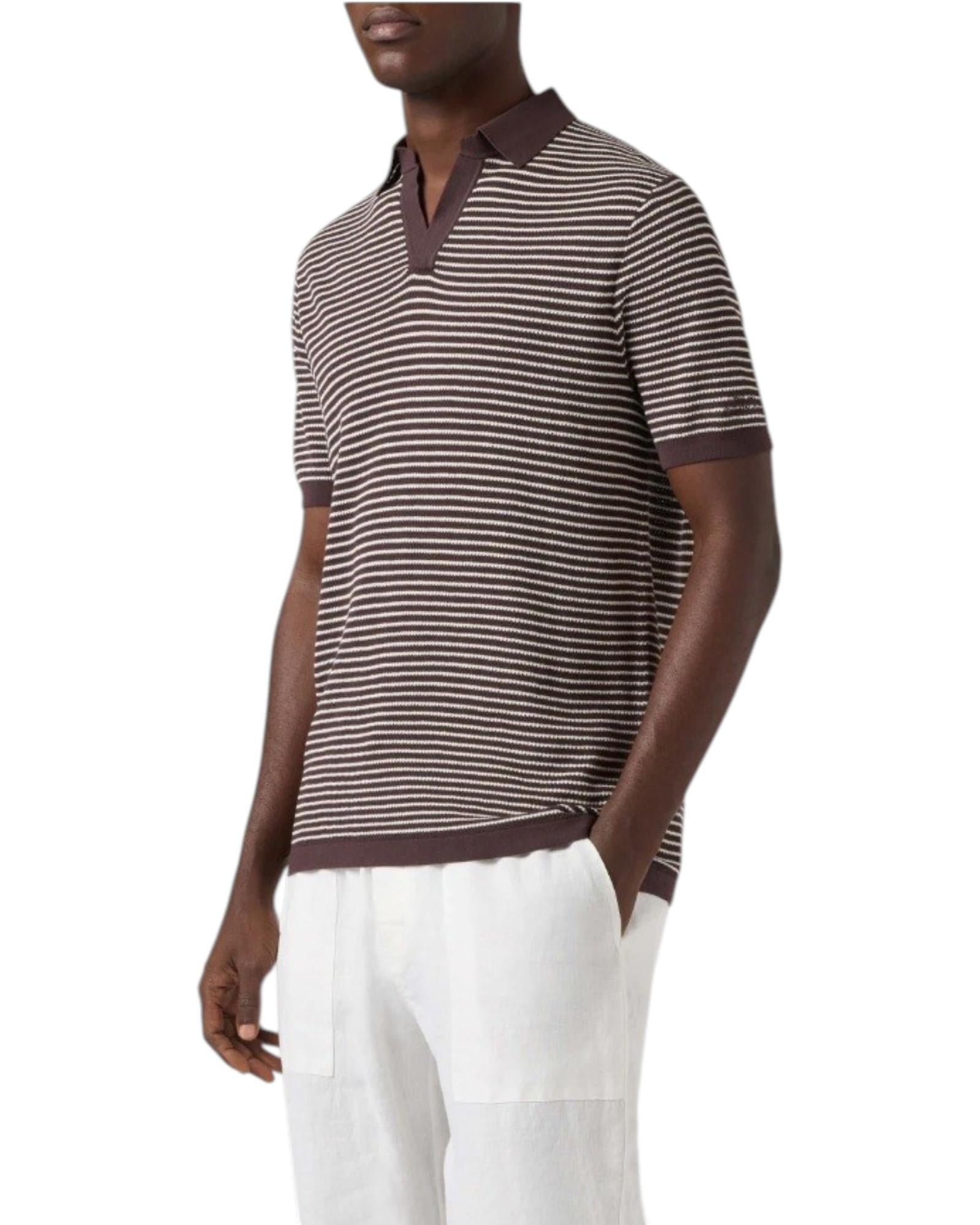 MC2 SAINT BARTH Polo MC2 SAINT BARTH uomo SLO0010 01490L 1810 Sloan in cotone con righe Bianco Marrone SLO001001490L 1810 