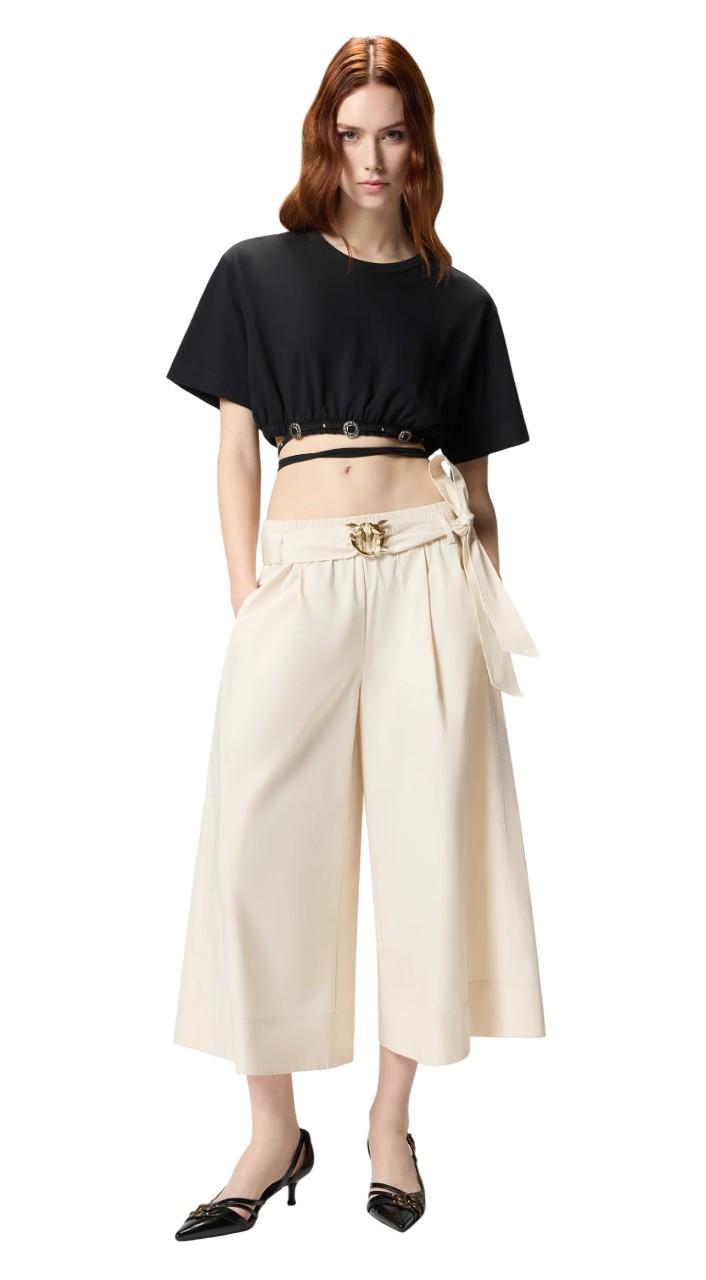 PINKO T-shirt Pinko donna 106907A3AR Z99 Ariano cropped con laccio Nero <BR/> 106907A3AR Z99 