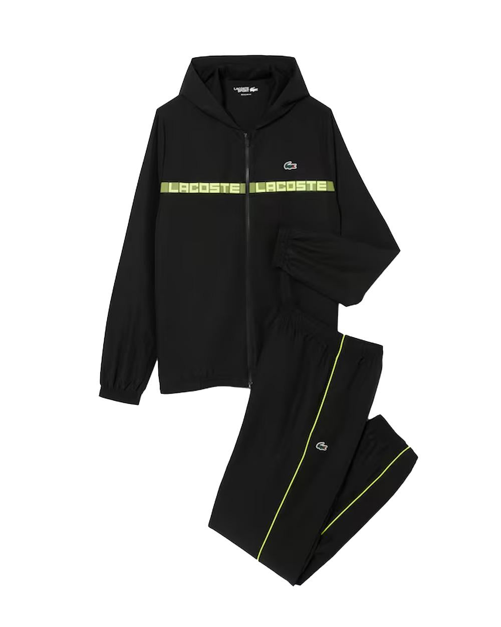 LACOSTE Tuta Lacoste uomo WH4757 Nero riga centrale con logo e bordi a contrasto WH4757 031 