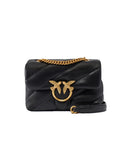 Women's PINKO MINI LOVE BAG PUFF 100039A0F2 Black nappa leather quilting shoulder strap gold