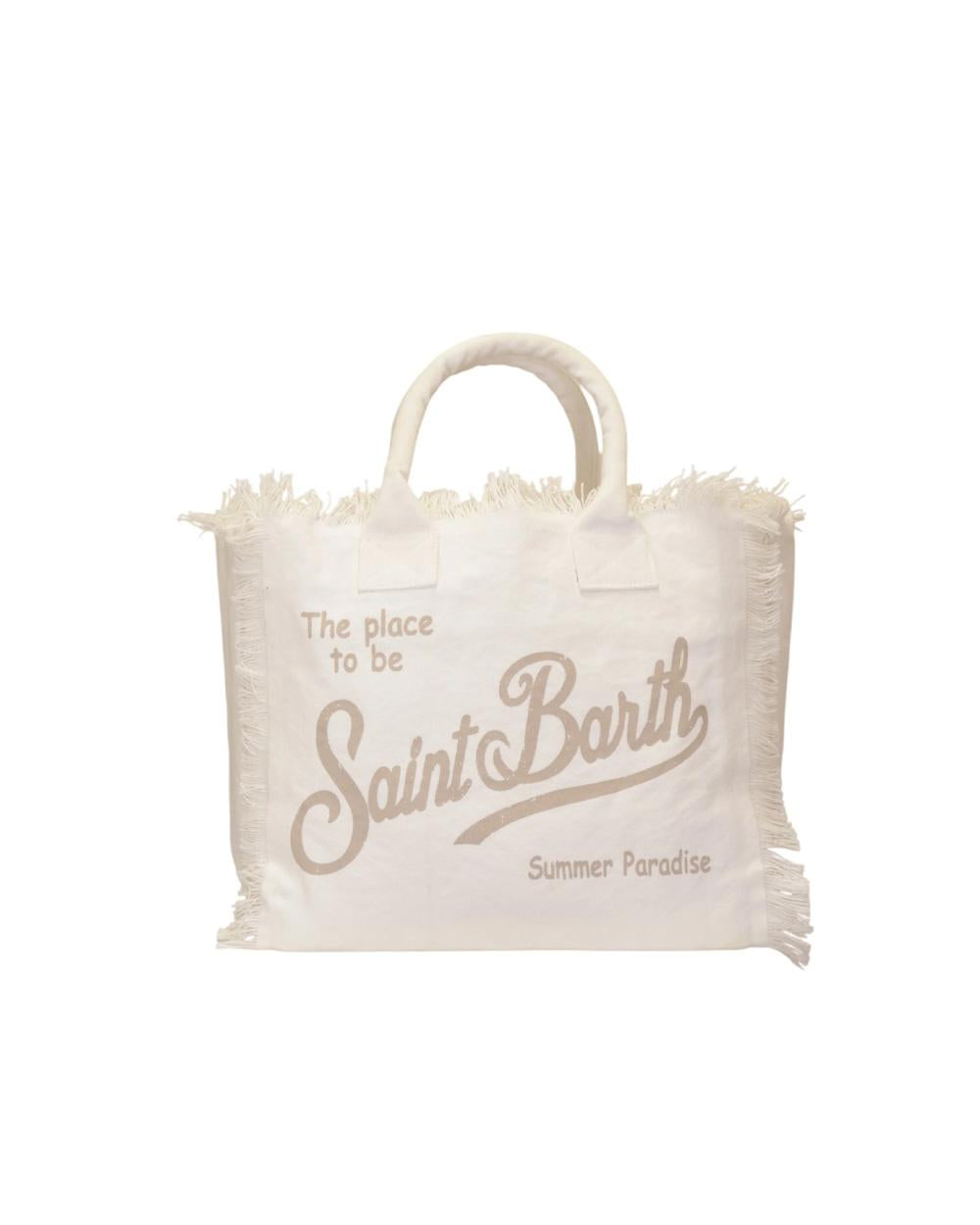 MC2 SAINT BARTH Borsa MC2 SAINT BARTH donna Vanity VANI00108246L Bianca cotone frange logo <BR/> VANI00108246L 1011 