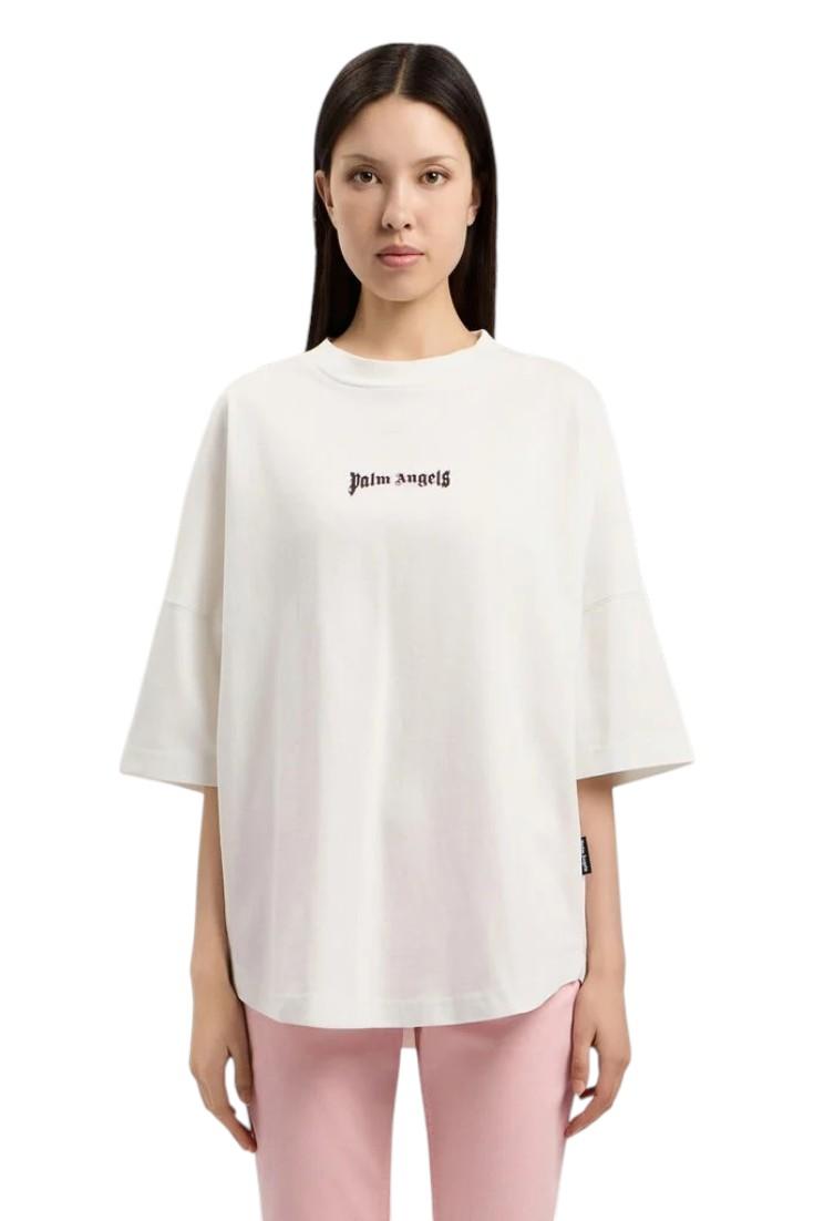 PALM ANGELS T-shirt Palm Angels donna PWAA07CS26JER0060 310 Outline Logo Over Bianco<BR/> PWAA07CS26JER006 0310 