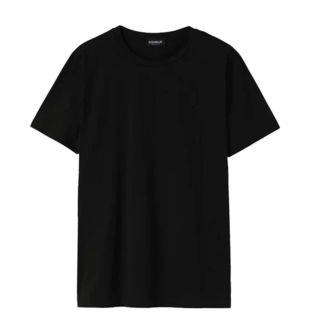 DONDUP T-shirt Dondup uomo US198JF0271 ZL4 Nera jersey di cotone tinta unita logo tono su tono maniche corte US198JF0271 ZL4 999 