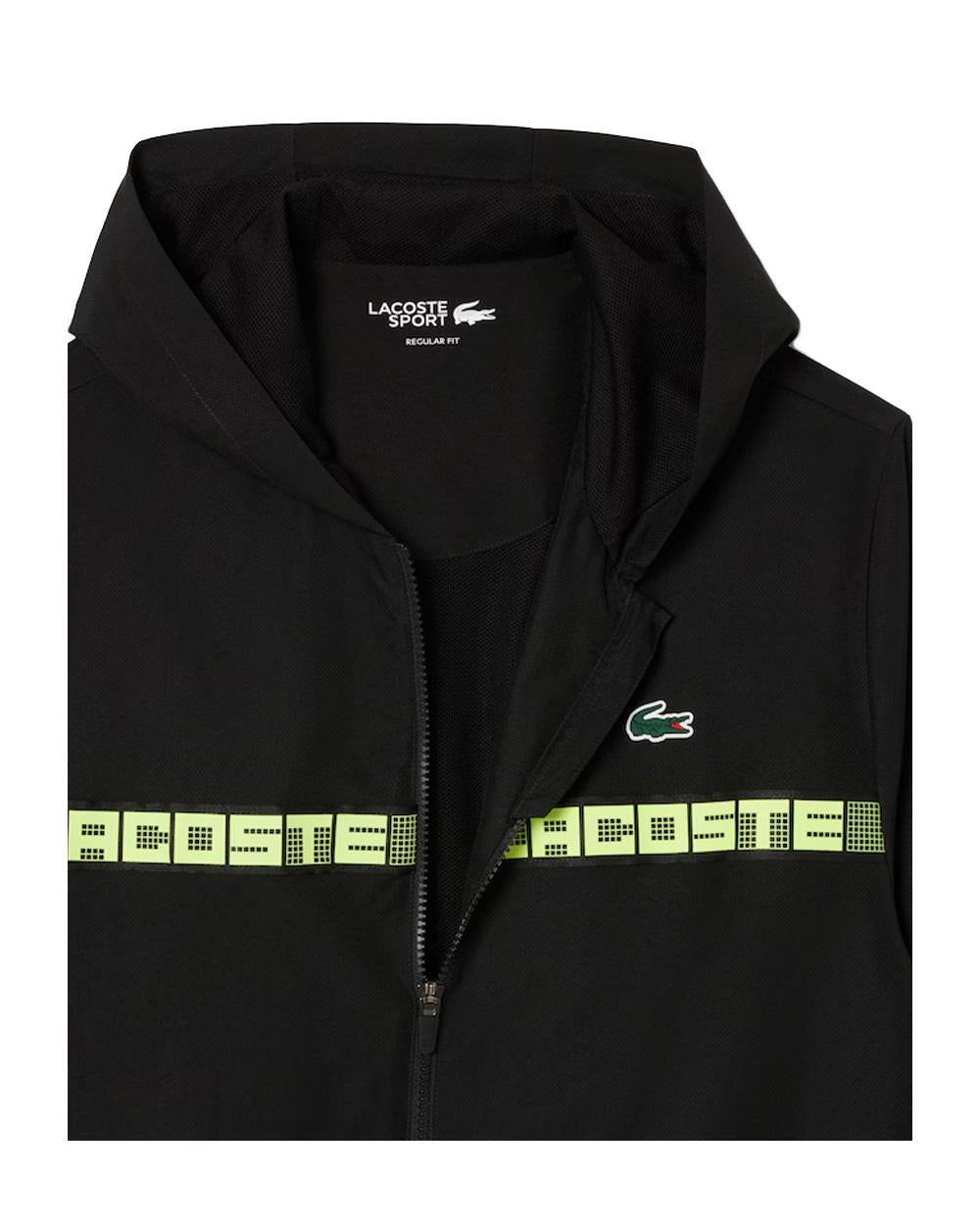 LACOSTE Tuta Lacoste uomo WH4757 Nero riga centrale con logo e bordi a contrasto WH4757 031 