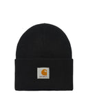 CARHARTT WIP men's hat I020222 Black acrylic elasticated cuff logo