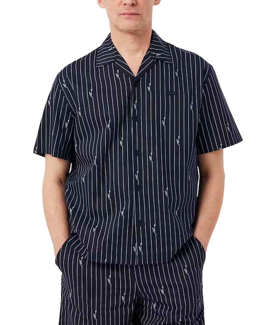 LACOSTE Camicia LACOSTE uomo CH2343 Nera relaxed fit taglio boxy stampa all over CH2343 IY8 