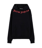 Felpa Palm Angels uomo PMBB17DS26FLE007 nera logo sul collo cappuccio