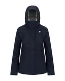 K-WAY women's jacket K3137GW MADALINA BONDED JERSEY Blue polyester hood zip pockets flared regular fit